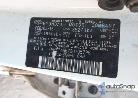 2016 Hyundai Accent Se from USA, damaged, VIN KMHCT4AE7GU105798